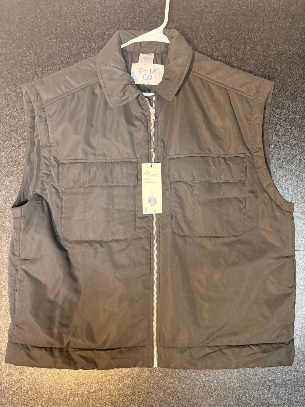 CALIA Women’s Fashion Zip Vest Size Large Black NWT Utility Rainwear